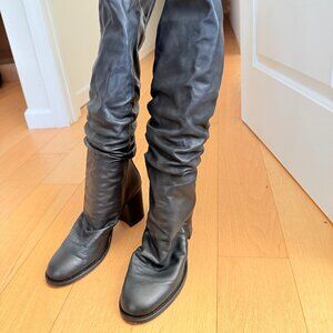 Free People Elle Tall Slouch Boots Size 10 Black - NBW